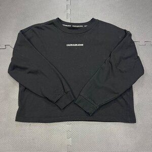Calvin Klein Jeans Black Cropped Long Sleeve Sweatshirt L/G Made In Vietnam